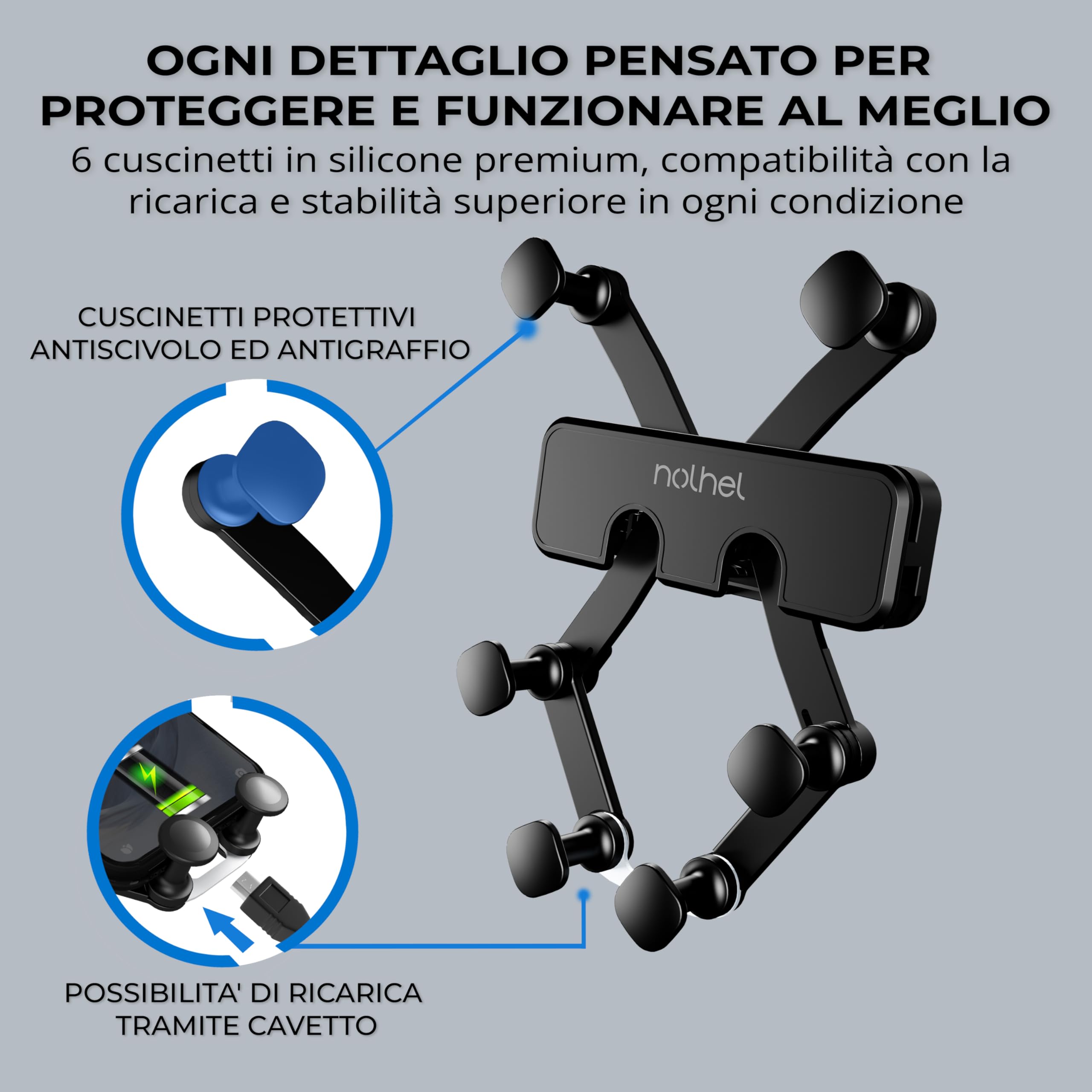 Supporto Telefono Auto Andobil Per Bocchette Tonde - Design Metallico 2.0 - Per Mercedes, Audi TT, Mini Cooper E Altre - 6