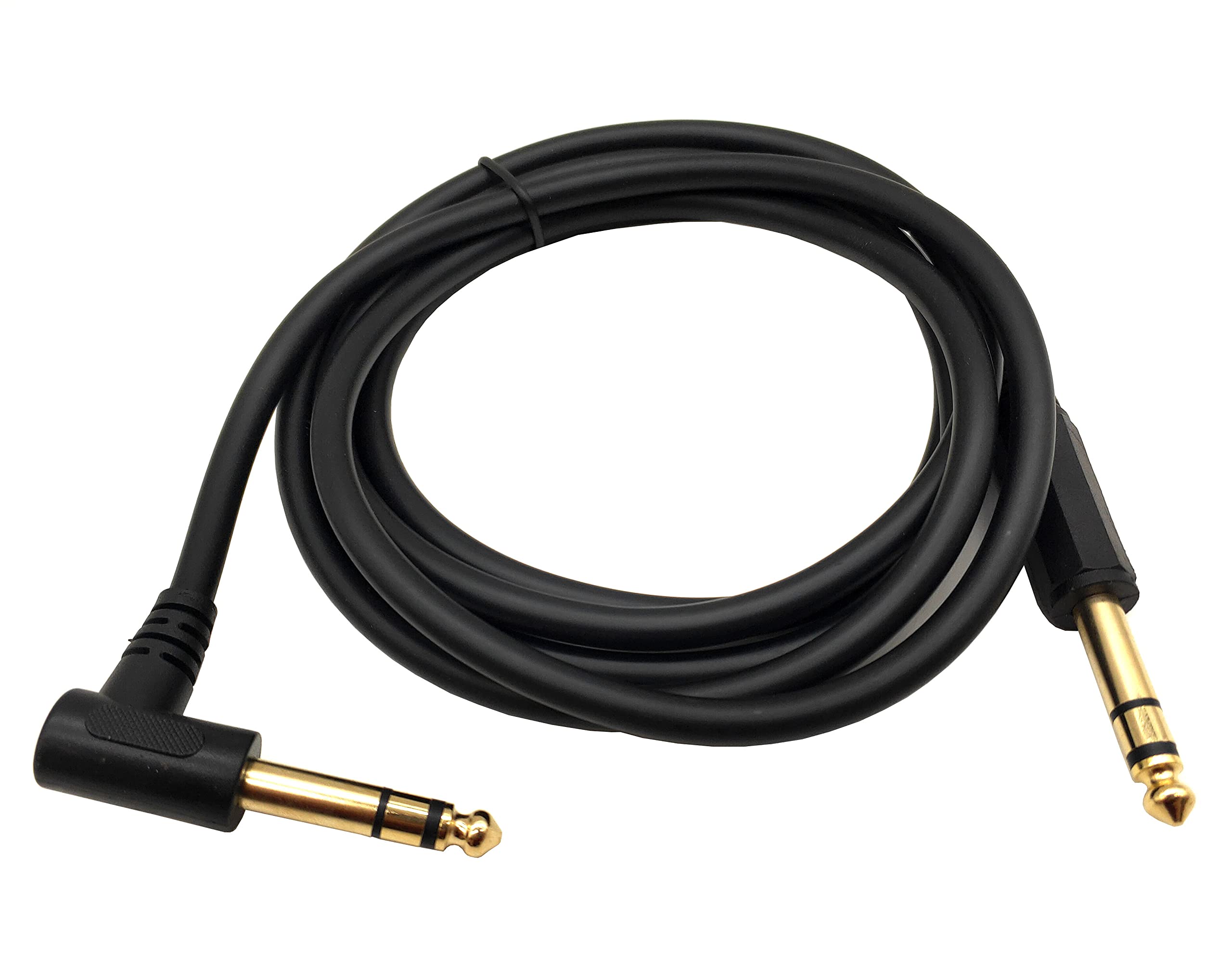 Gitarren-Instrumentenkabel, 1,8 m, 90 Grad Winkel, 6,35 mm TRS-Klinkenstecker auf 1/4 Zoll TRS-Stecker, Stereo-Lautsprecher-Audiokabel für E-Gitarre, Bassgitarre, elektrische und mehr (1,8 m)
