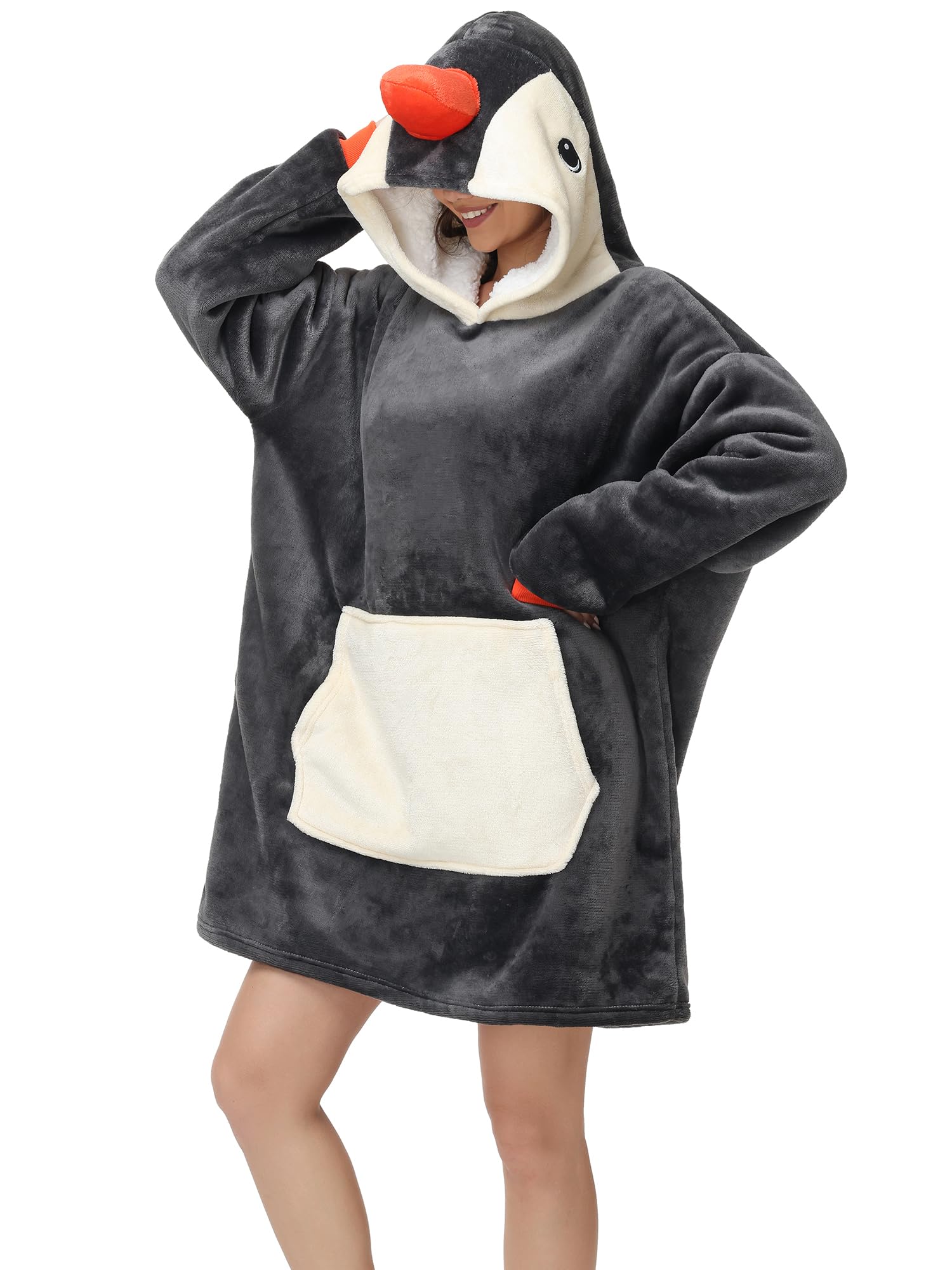 LATH.PIN Panda Übergroße Decken-Hoodie Flanell mit Kapuze Pulloverdecke Sweatshirt Unisex Kapuzenpullis – Ansicht 2