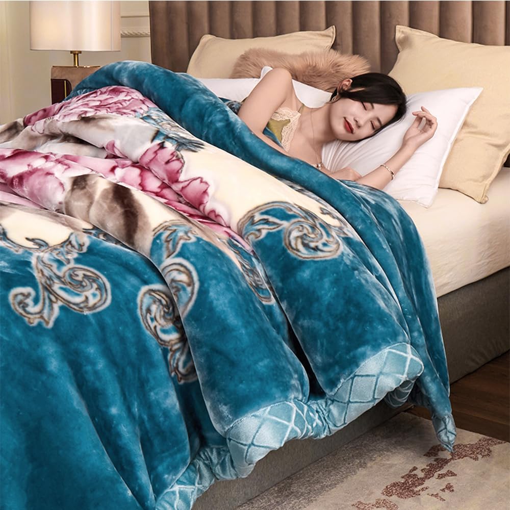 Sztuczny koc z norek, super miękki gruby pluszowy polar, ciężki podwójny rozmiar, przytulny ciepły na jesień zimę, idealny do domu i na prezent, 200 x 230 cm