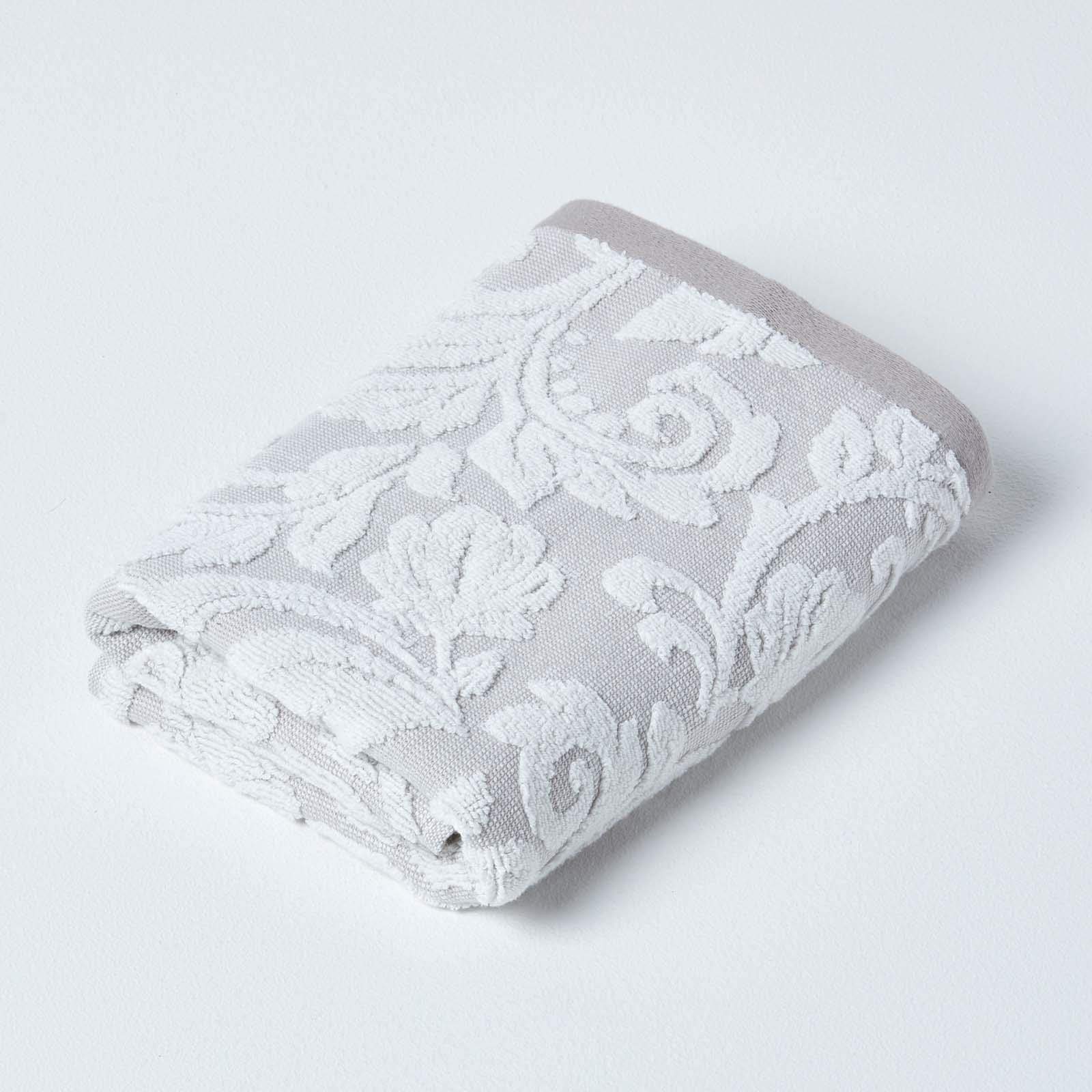 Homescapes Damask 100% Turkish Cotton 600 GSM Towel in Beige | Size: Hand Towel