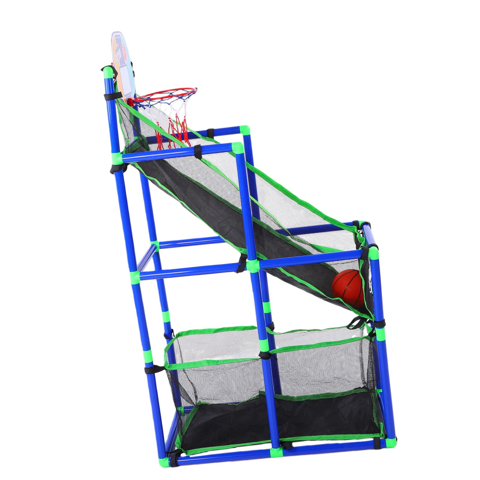 Alomejor Basketballspiel-Set, Basketballkorb aus Kunststoff mit 4 Bällen und Luftpumpe, 67 X 36 X 128 cm, Einfach Aufzubauendes Basketball-Set für Drinnen und Draußen, für, Spielzimmer,