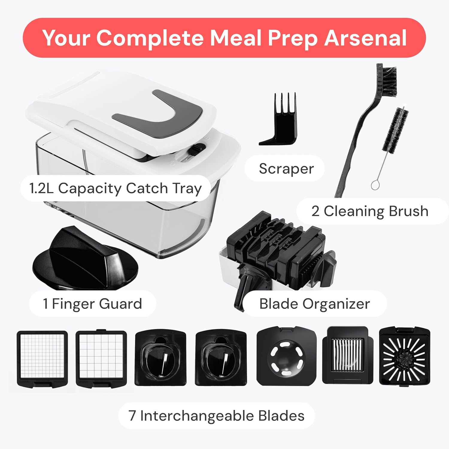 Fullstar Vegetable Chopper & Mandoline Slicer for Kitchen - Food Chopper with Container, Cheese Grater, Home Essentials & Kitchen Gadgets (8 in 1, White)