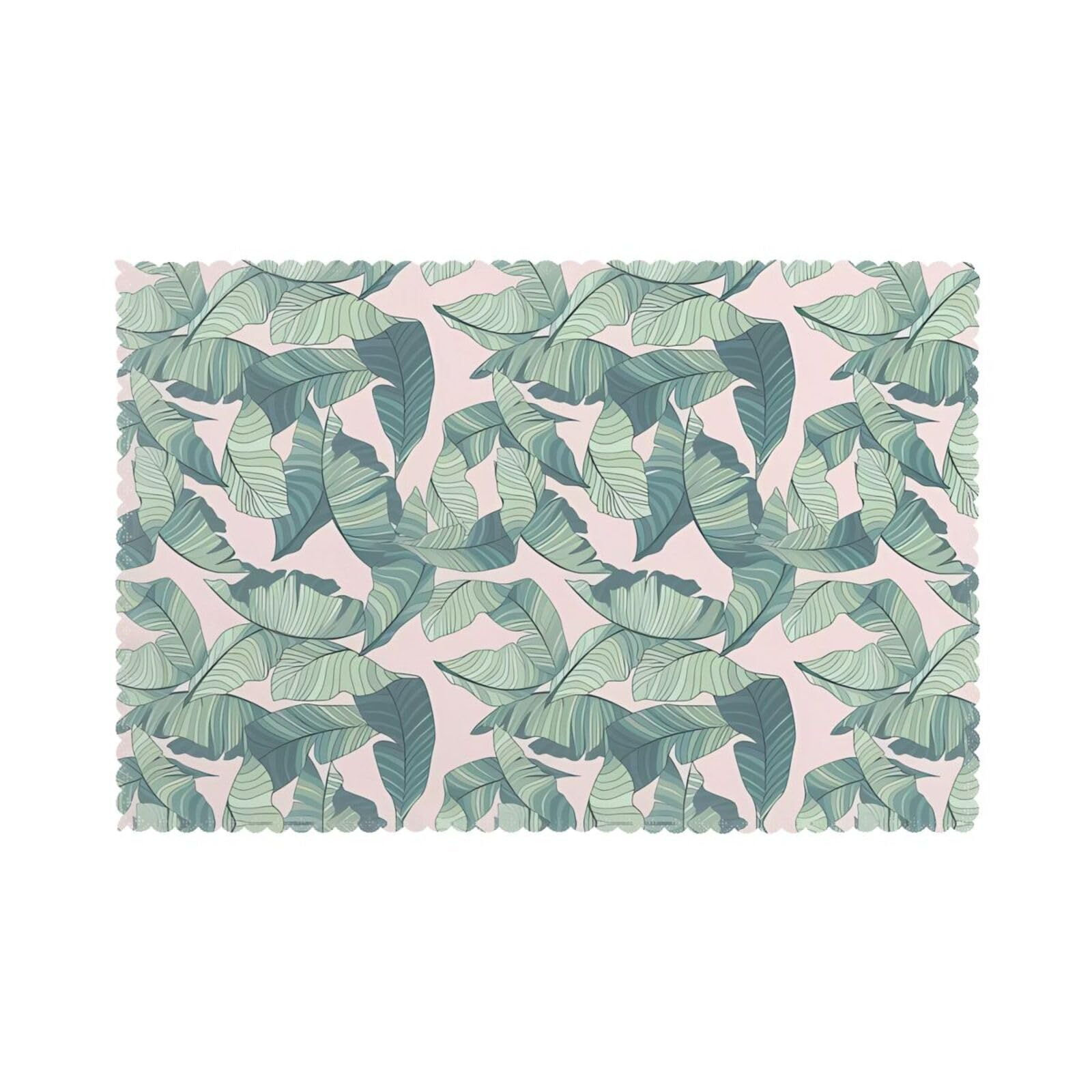 YYHWHJDE Cute palm tree leaves Prints Placemats Set of 6 12x18in - Durable Table Layers with Heat Resistance & Customizable Prints