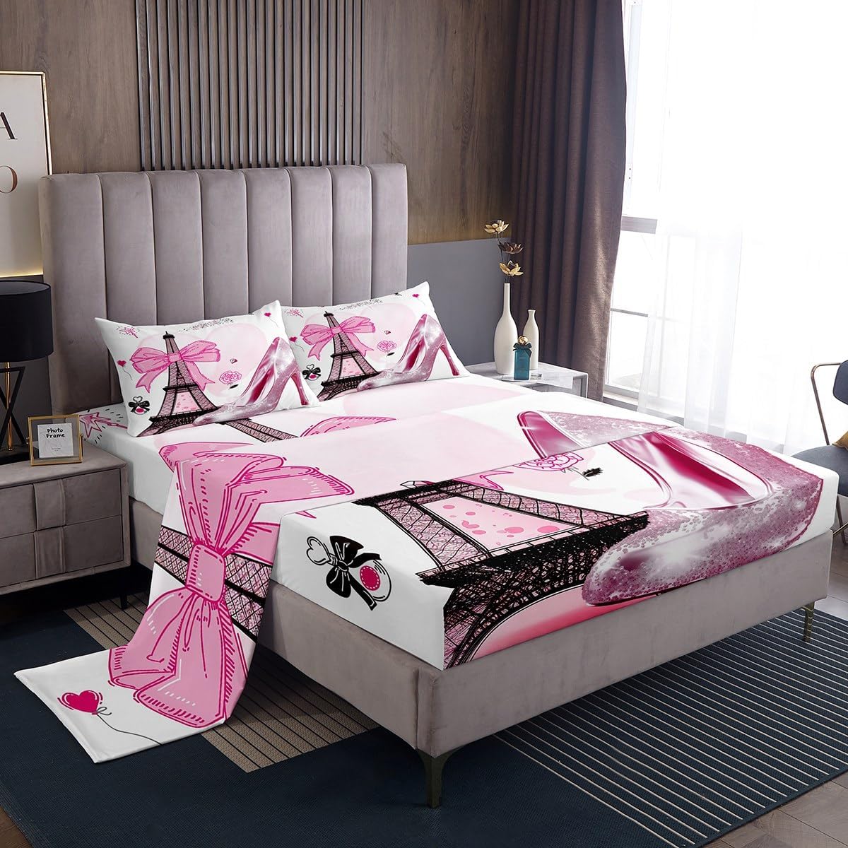 Erosebridal Couple Sheets Valentine's Day Gifts for Wife Husband, Black Red King and Queen Sheet Set, Wedding Anniversary Romantic Presents Bed Sheets Set for His Or Her, King Size