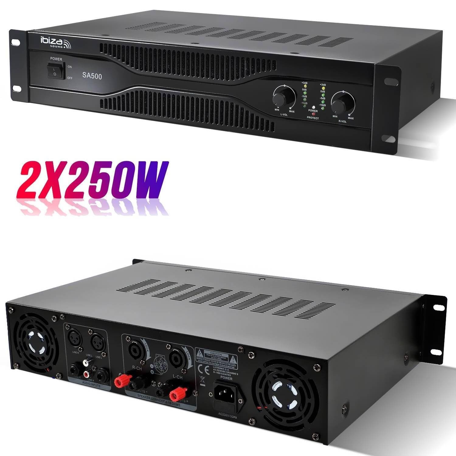 Pack Sono Dj Amplificateur 500W IBIZA SOUND SA500 + Table de mixage MIX800 + CASQUE + Câblages RCA + PC