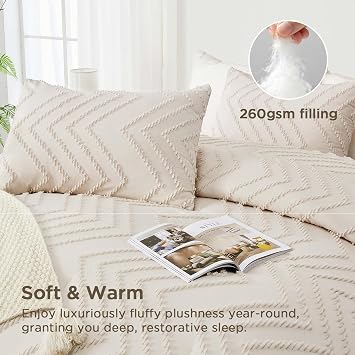 Andency Twin/Twin XL Comforter Set Beige, 2 Pieces Boho Soft Bedding Set