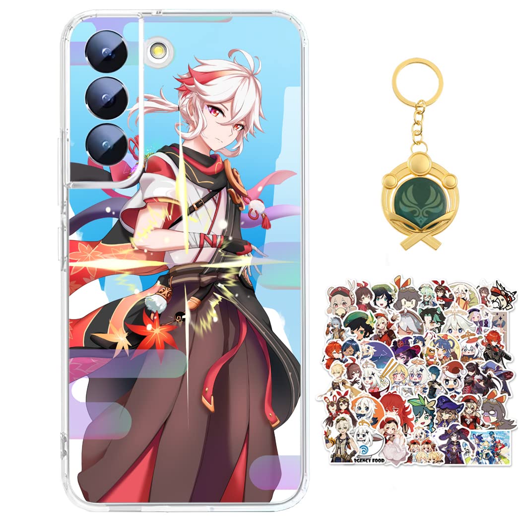 Staremeplz Compatible with Samsung Galaxy A13 4G Case Genshin Impact Kazuha Anime Game Design [With Keychain and 50pcs Stickers] Cartoon Transparent Soft Silicona Case for Samsung Galaxy A13 4G