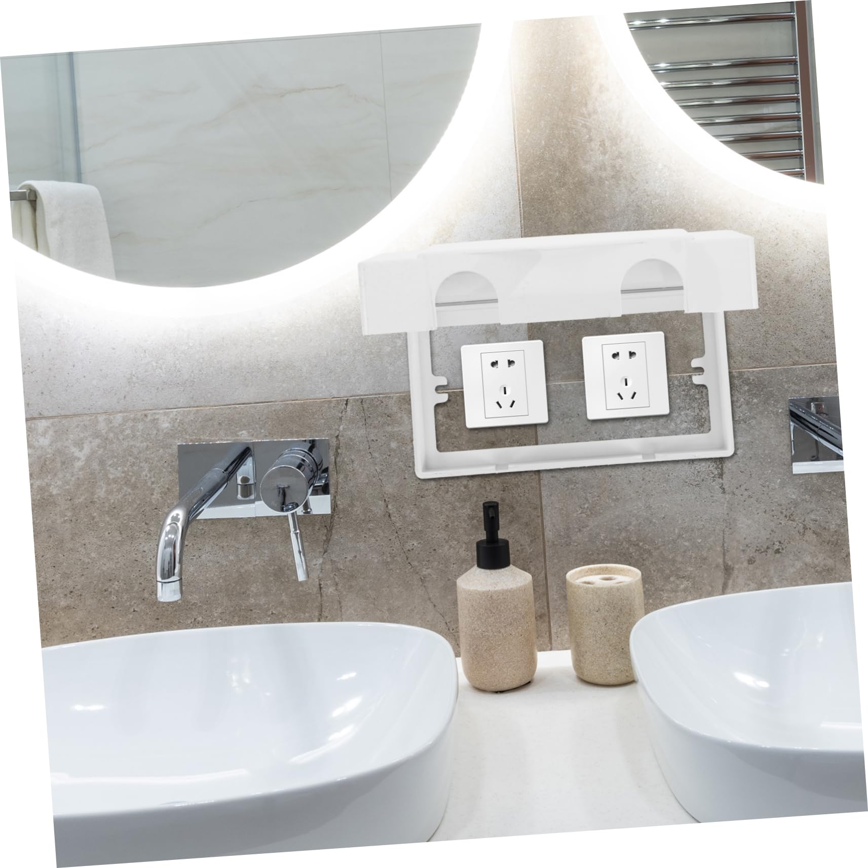 Ciieeo 5 Pièces Cache-prise étanche couvertures de sortie bébé imperméabilisant protection mur sûr sobre étanche de salle de bain protecteur de prise de Plastique blanche