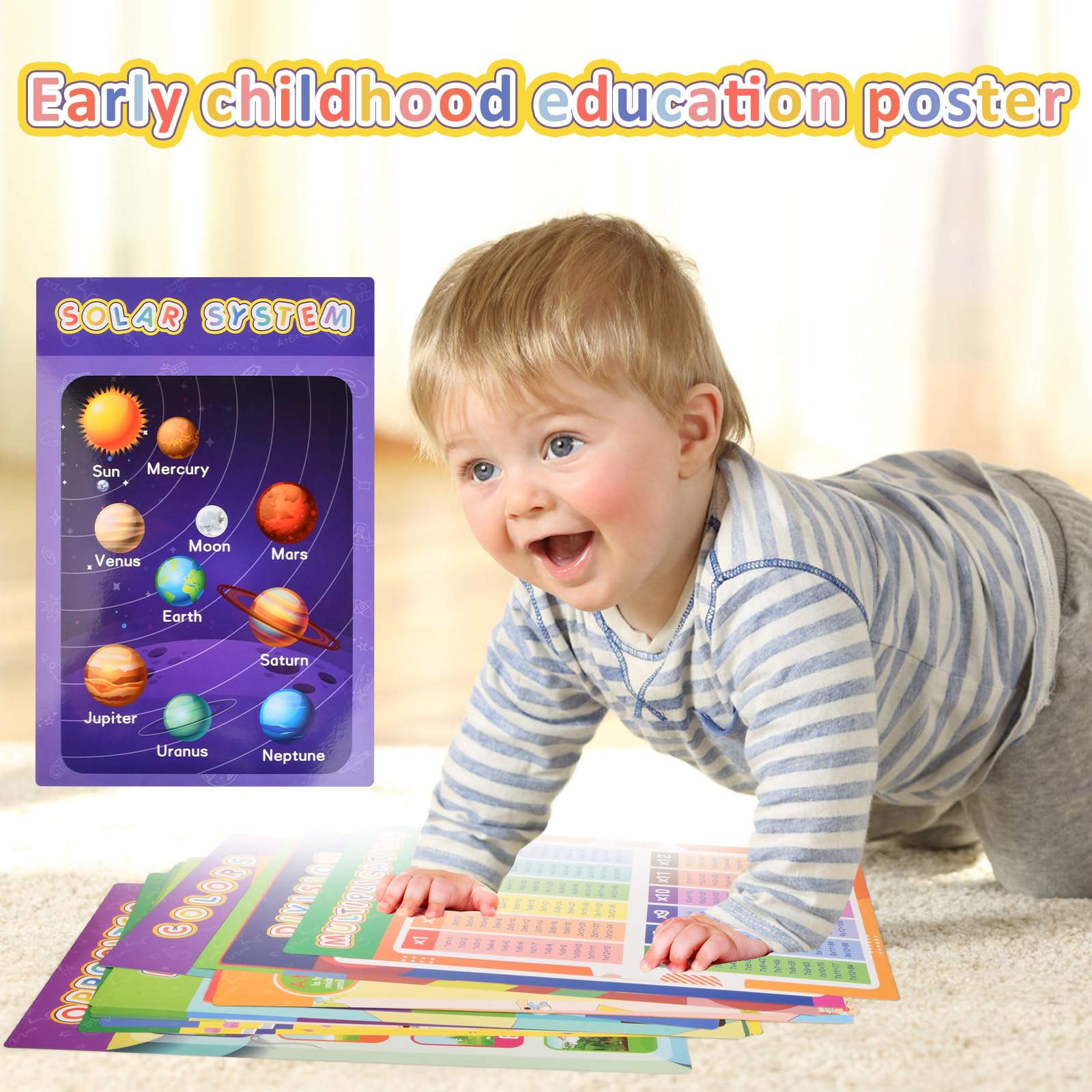 Xzeemo 16 Poster Educativi per Bambini 42x28cm, A3 Prescolastico, Educational Kids Numeri Alfabeto Matemática Tabelline, per Classe Scuola Materna Primaria