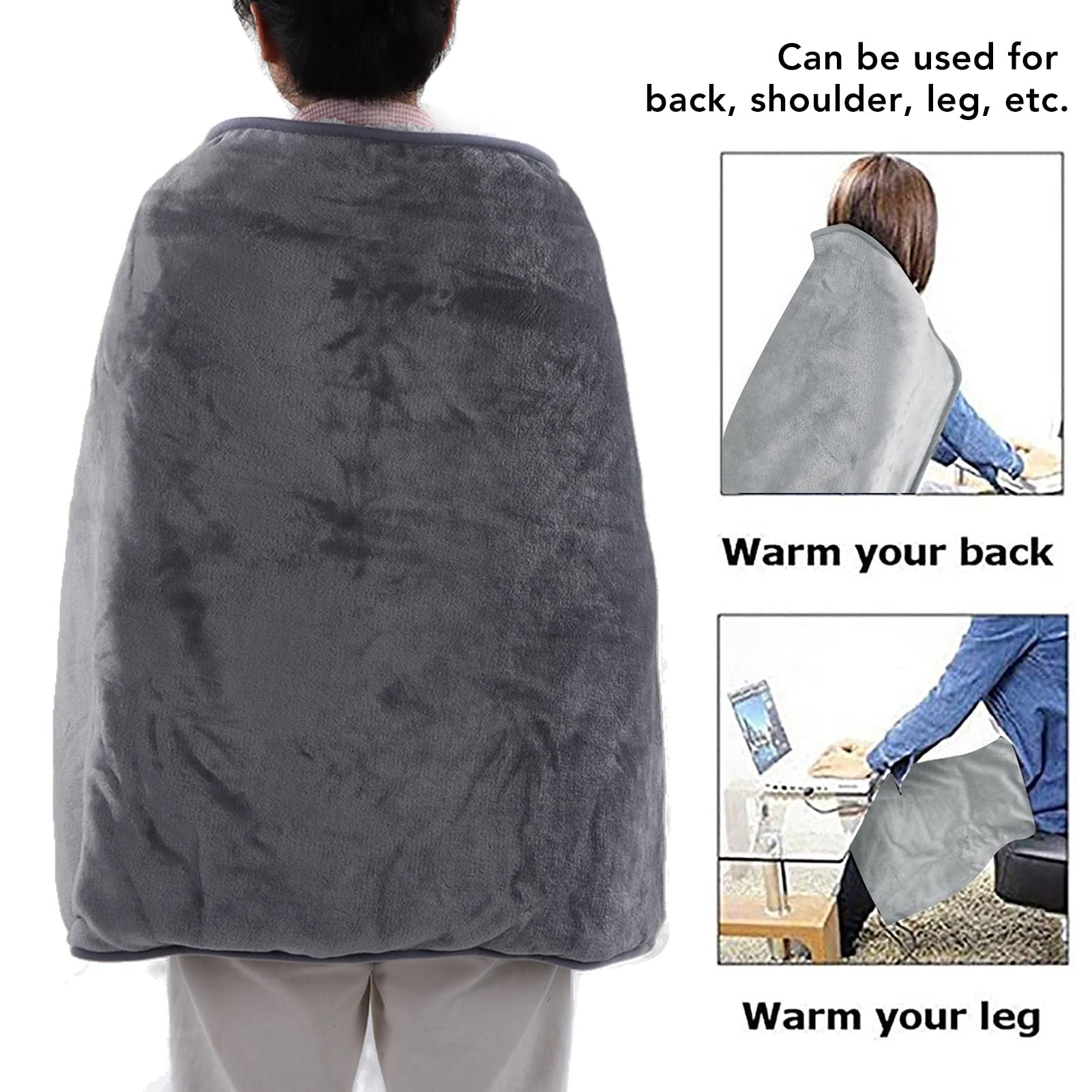 Jeanoko Coperta Riscaldata Elettrica Coperta Riscaldante USB in Flanella Morbida 55 ℃ per Auto da Casa Portatile 39,4x27,6 Pollici