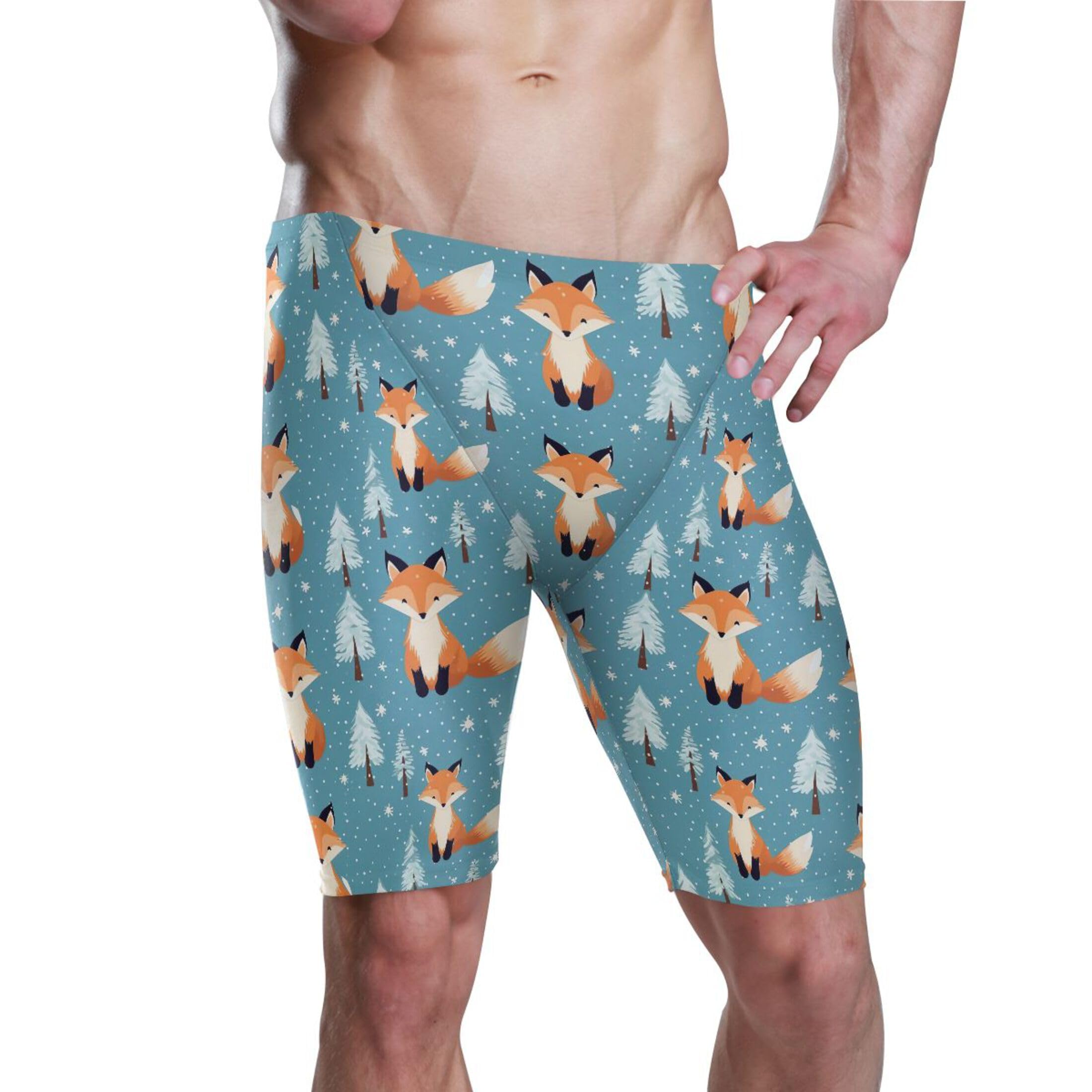 Fox Animal Cute Swim Jammers for Men Athletic Durable S B0402781