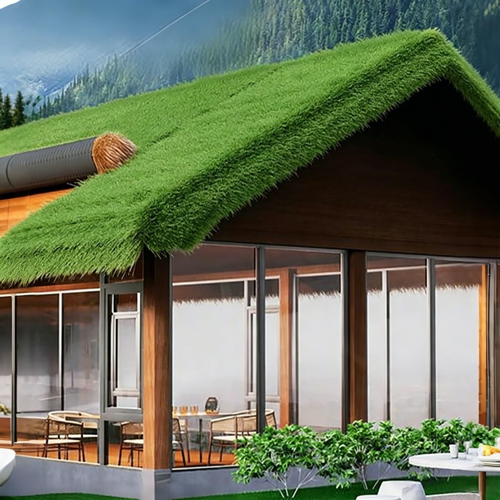 Syntetyczne pokrycie dachowe z trawy, meksykańska sztuczna rolka słomy do chaty Tiki, sztuczna strzecha do barów Tiki, imitacja strzechy, na patio, dekoracja plażowa, 1 x 4 m