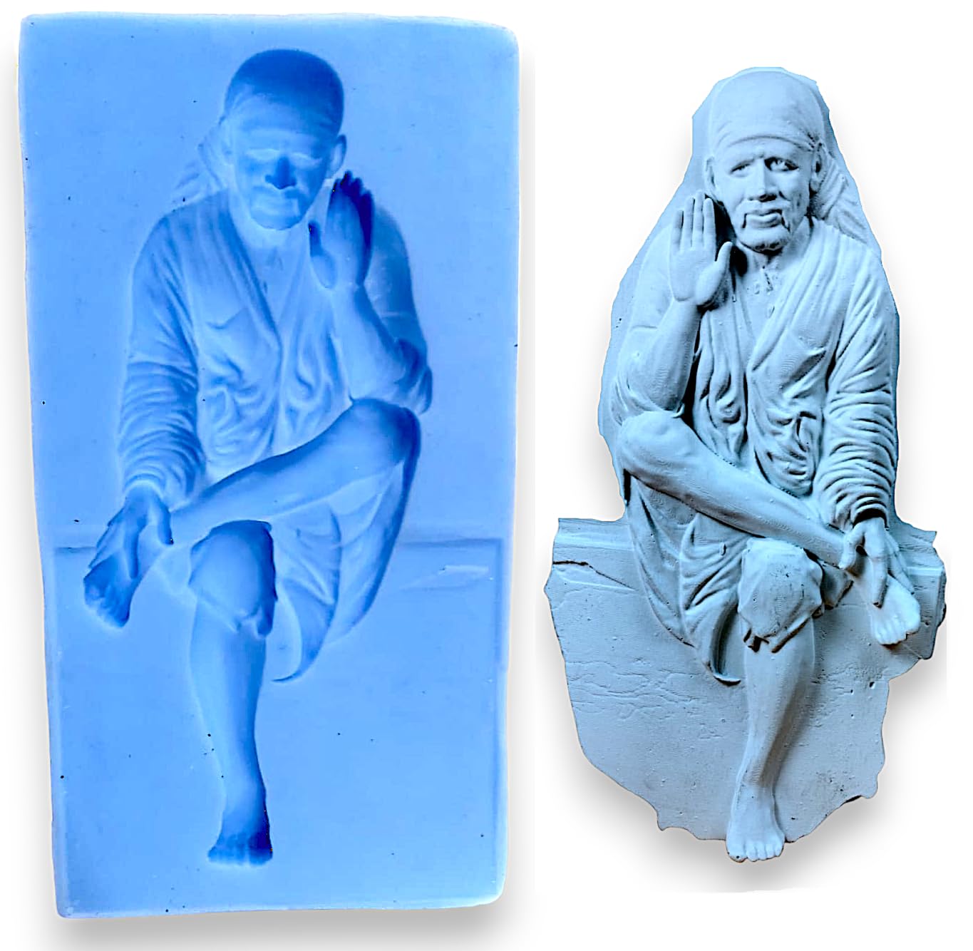 Age Hindu god sai Baba Lord shirdi Idol Sculpture Silicone Pattern Mold Flexible and Washable Silicone Mould-image-0