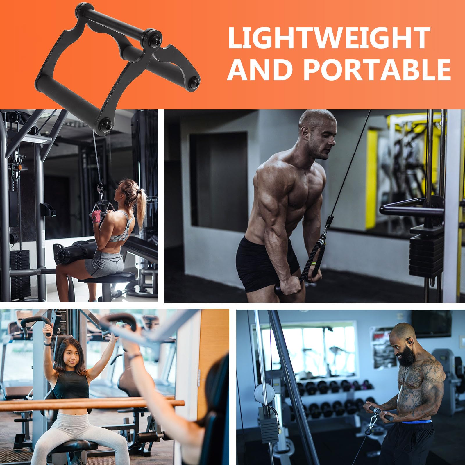 MAGICLULU Mango V V Ajustable para Máquinas de Cable Diseño Robusto Negro Accesorio para Poleas de Gimnasio Casa para Ejercicios de Espalda y Triceps Agarre Ergonómico y Duradero
