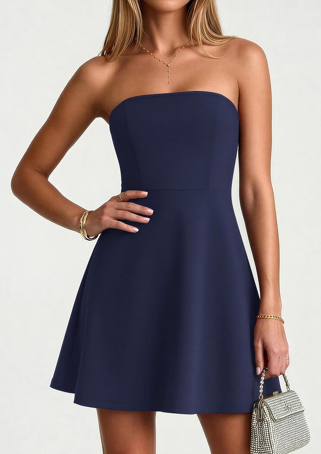 PRETTYGARDEN Women's Strapless Mini Summer Dress 2026 Spring A Line Tube Top Wedding Guest Cocktail Party Short Dresses - Image 5