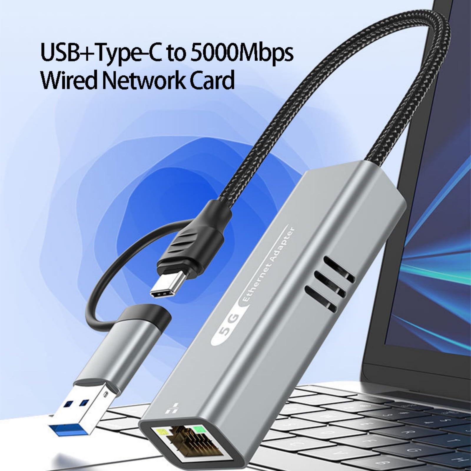 Adattatore USB 5 GHz Gigabit Ethernet per desktop laptop server, scheda di rete ad alta velocità con adattatore di rete a due porte di gioco
