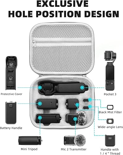 Miniatura 3 de Estuche de transporte para DJI Osmo Pocket 3Creator Combo, PU Hard Shell Bolsa de almacenamiento Funda protectora portátil para DJI OSMO Pocket 3