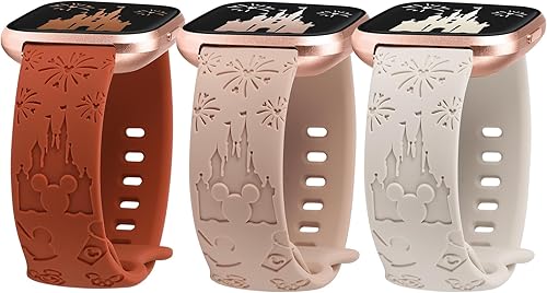 Miniatura 9 de Correa grabada de dibujos animados compatible con Fitbit Versa 2 Band/Versa Lite/Versa Band para mujer, lindas correas de repuesto de silicona