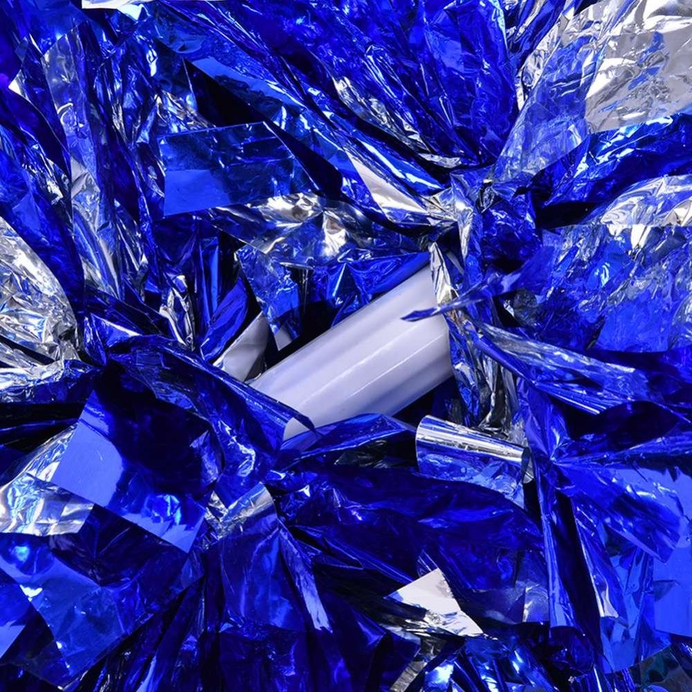 Dilwe Cheerleader Pom Poms 8 Colori Plastica Mano Fiore Palla per Sport Scuola Competizione Argento Blu