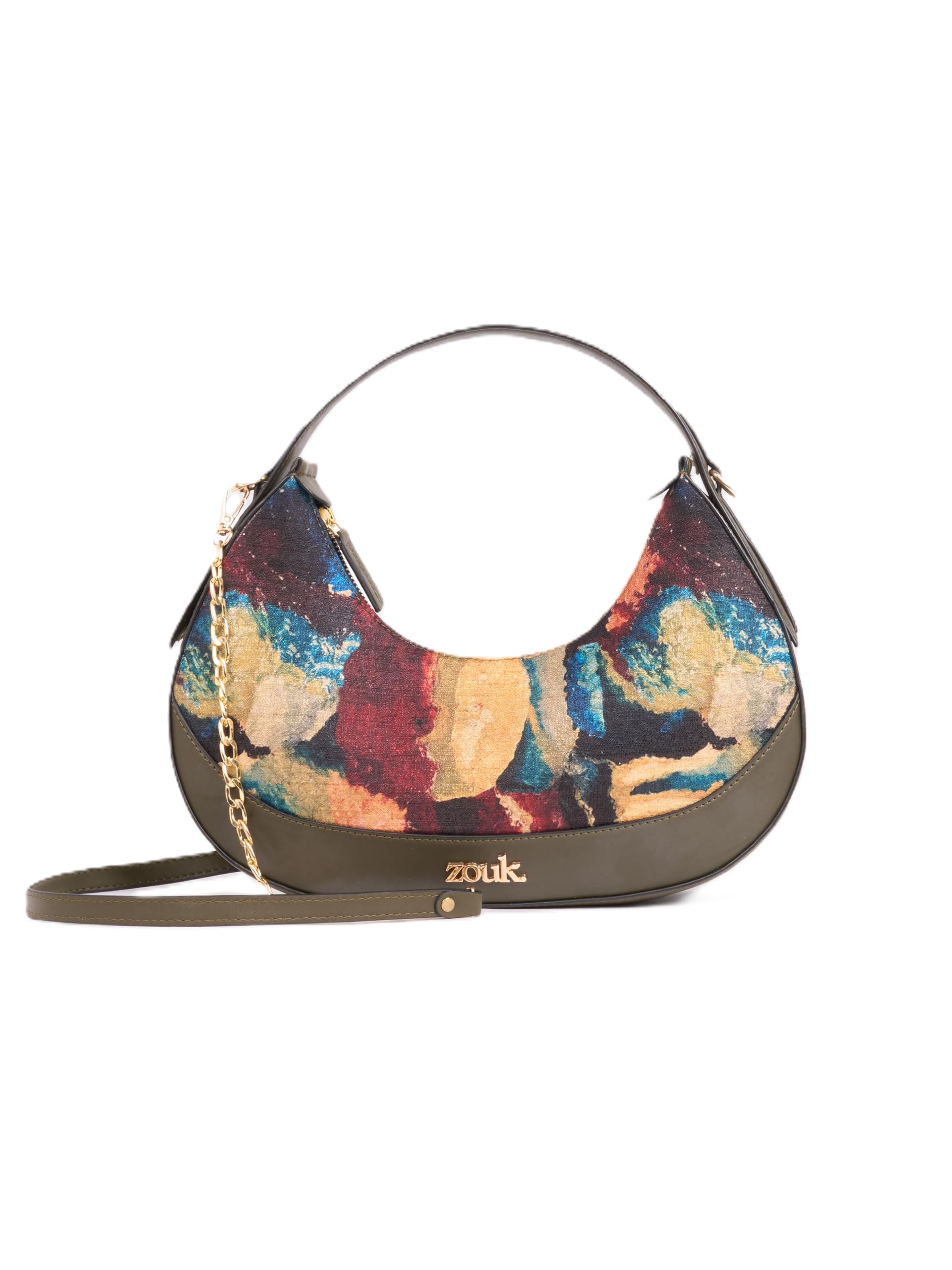 zouk Women's Vanya Baguette | Crossbody Vegan Leather Sling Bag | Detachable Strap-picture-25