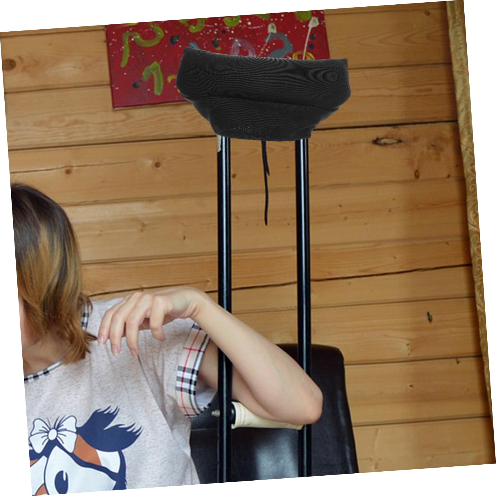 minkissy 3 Juegos andador con muletas cubierta para muletas asidero para muletas cojín para muletas fundas de muletas flexibles cubierta del mango de la muleta Espuma de memoria Black