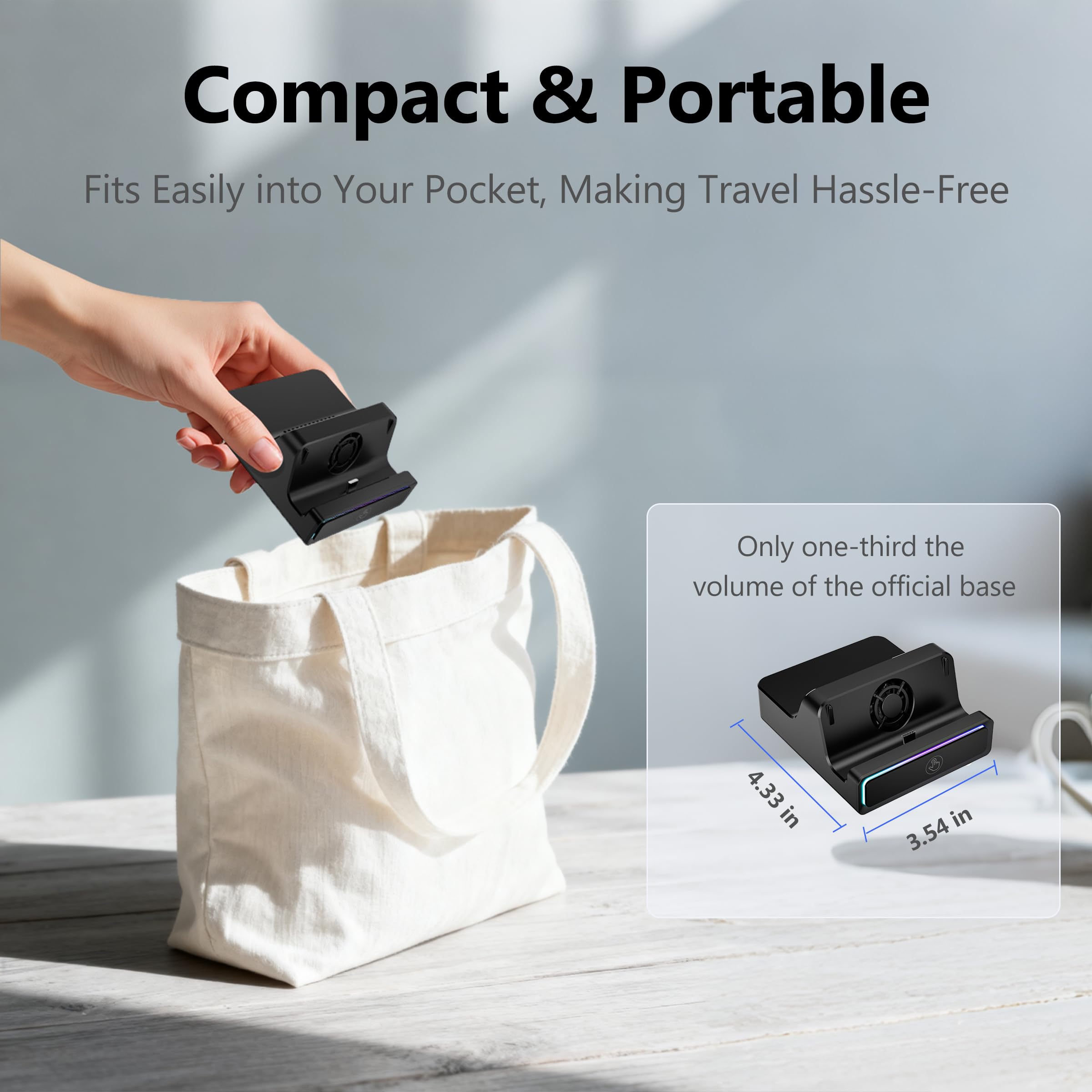 Switch 2 Dock per TV, Stazione di Docking Portatile Compatibile Solo con Console Nintendo Switch 2, Supporto di Ricarica Switch 2 con Uscita HDMI 4K@144Hz/Ingresso di Ricarica 100W/USB3.0 [Non per 1
