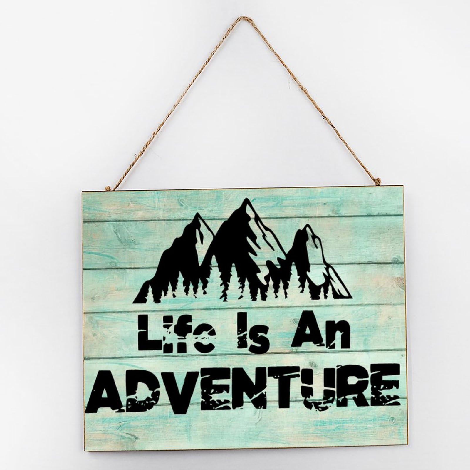 Life Is An Adventure Vintage Wall Décor Wooden Signs 10x12 Inch Retro Wall Art Wood Plaque with Sayings Home Decor for Living Room Office