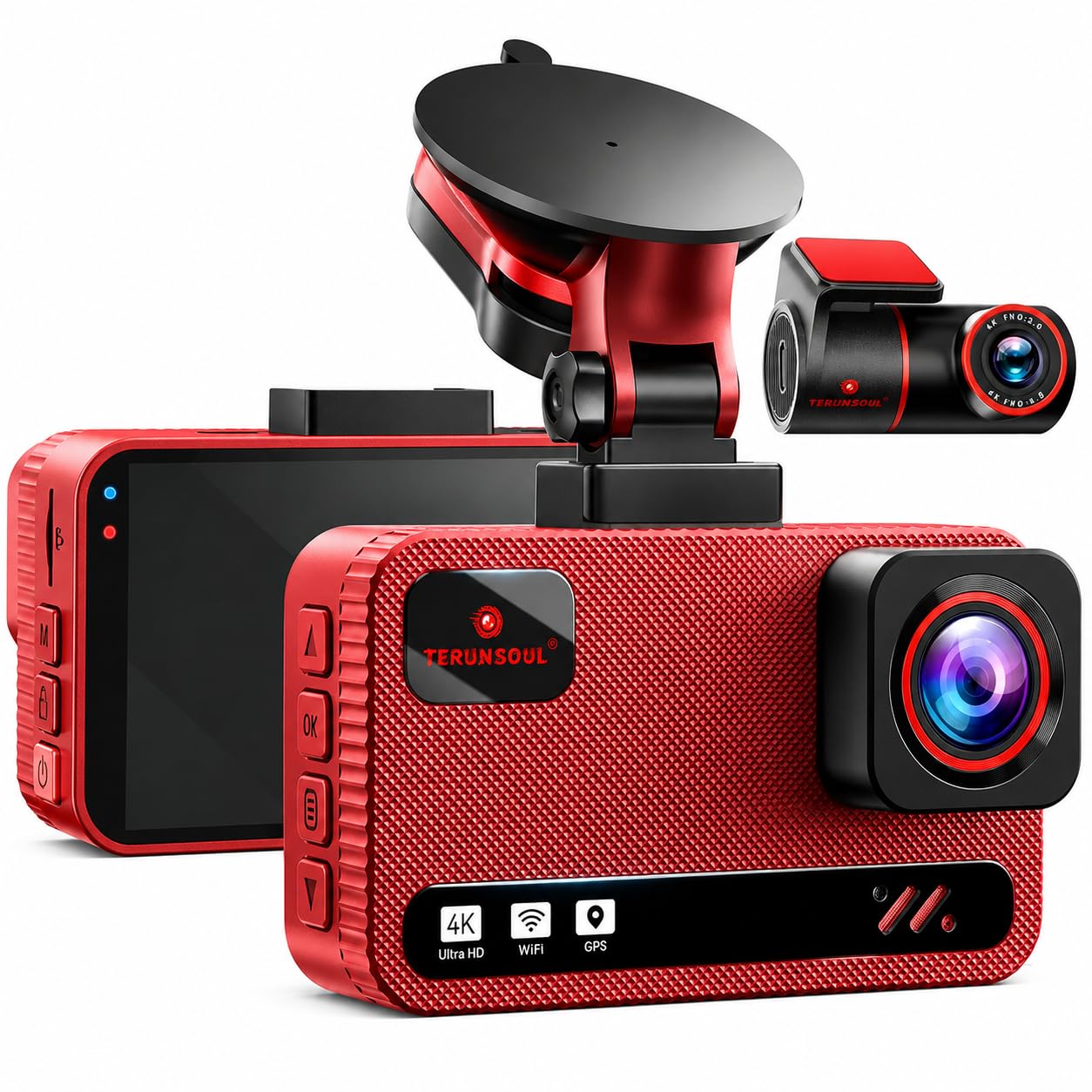 NDO Dash Cam anteriore e posteriore, doppia telecamera da cruscotto 4K per auto, scheda da 128 GB gratuita