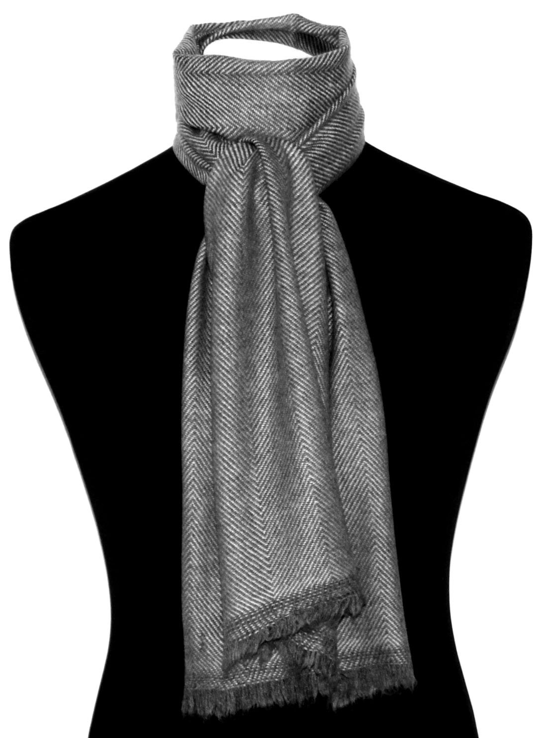 LORENZO CANA Herrenschal 100 % Kaschmir - 30 cm x 180 cm flauschig leichter Kaschmirschal Kaschmirtuch Winterschal Naturfaser grau naturbelassen 7831511