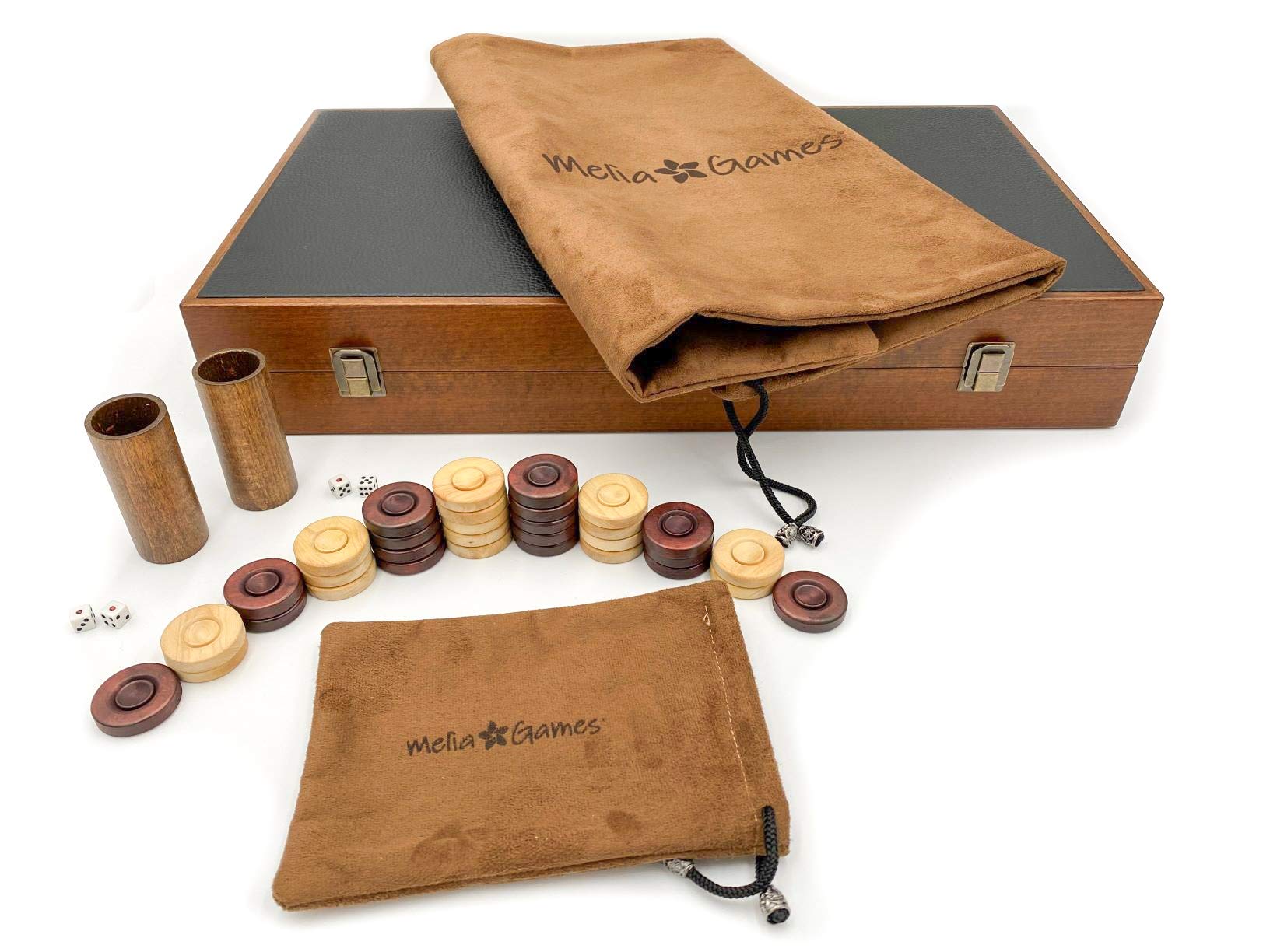 Backgammon Di Lusso - Backgammon in Legno Massello - Fatto a Mano Legno Pedina - Colore: Walnut
