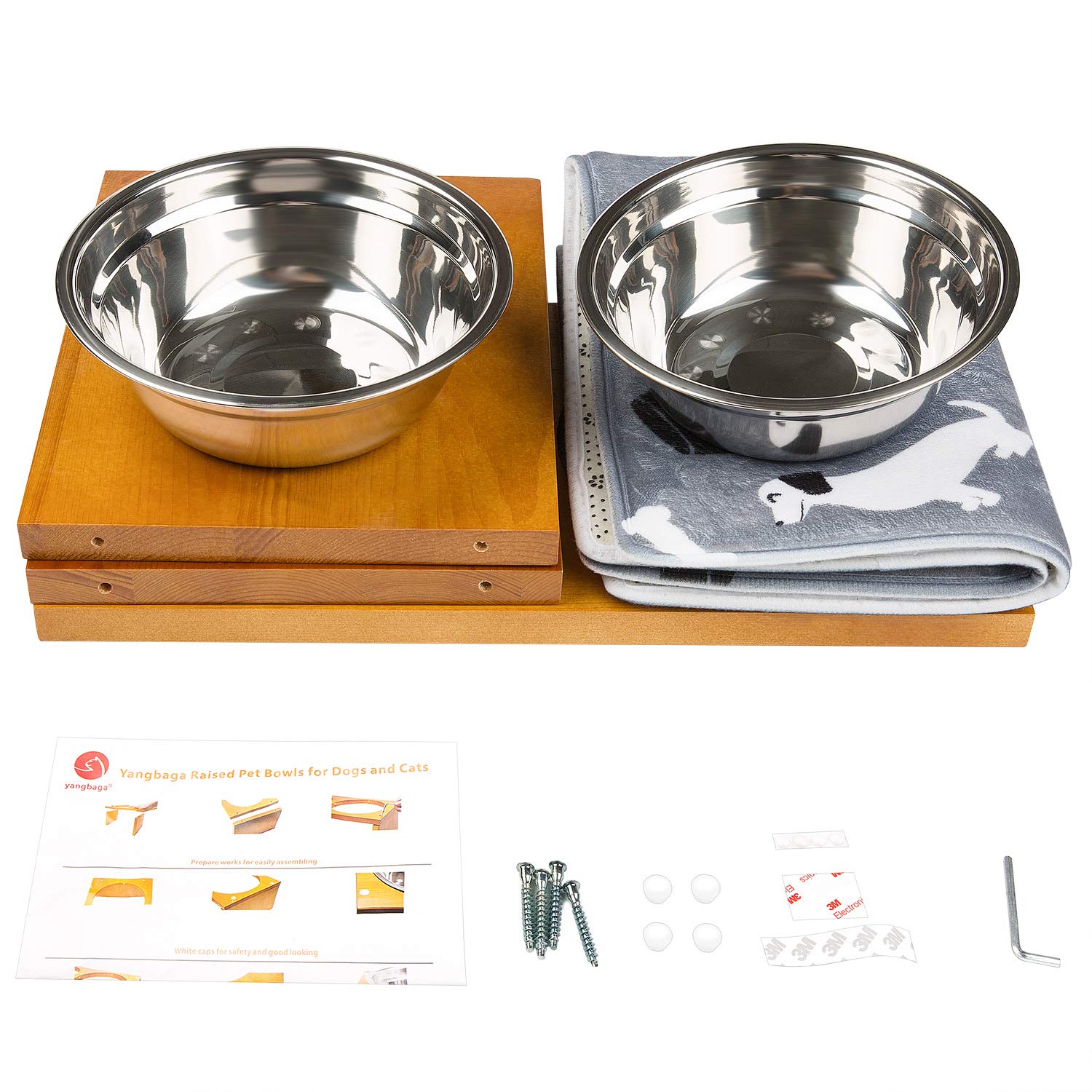 Yangbaga Elevated Dog Bowls, Raised Dog Feeding Bowls with Elevated Pet