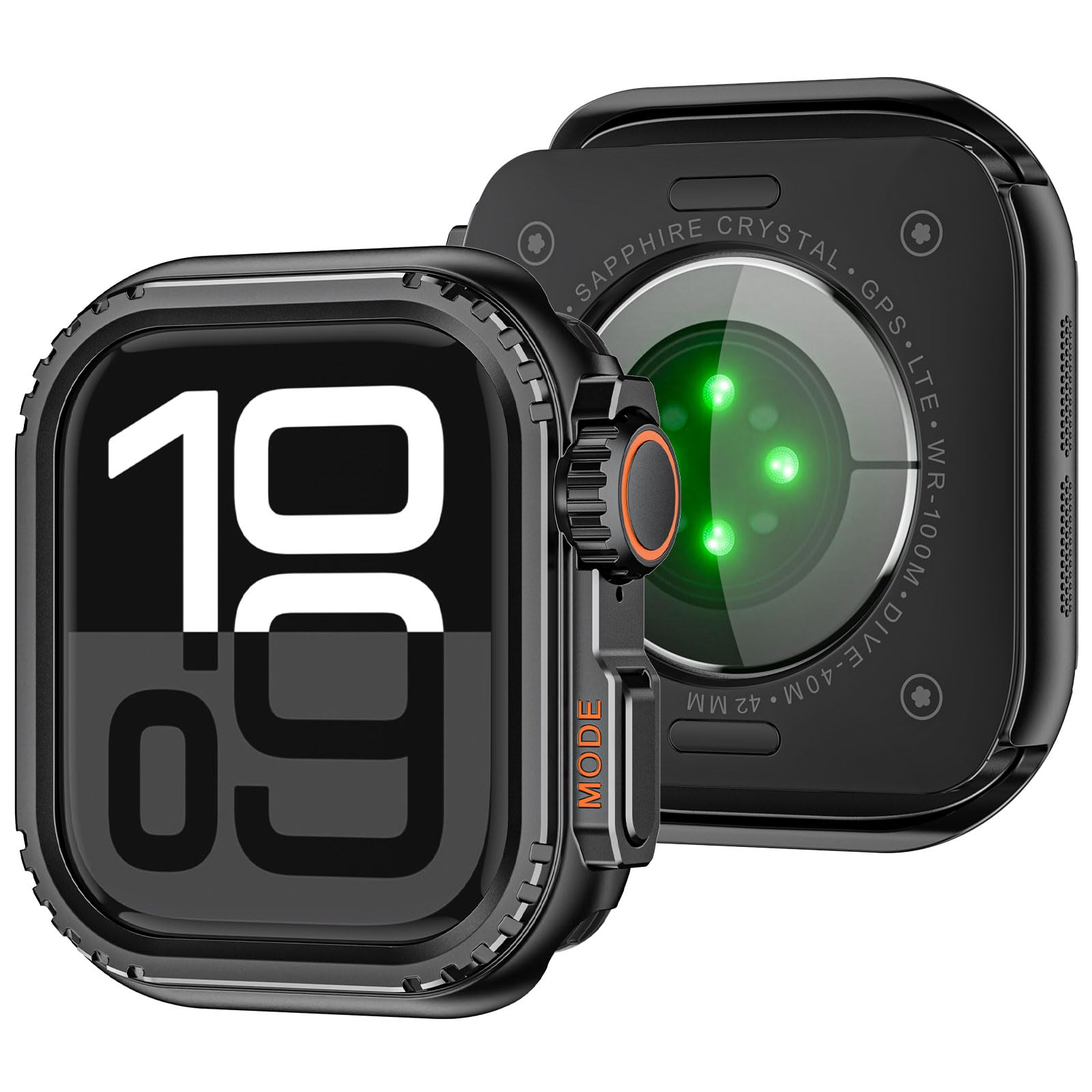 Metal Case Compatible with Apple Watch Series 10 Case 46mm 42mm, Shockproof Rugged Bumper Cover with Back Plate, Full Protection Compatible with Apple Watch 49mm (Series 10 42mm,Black)-image-46