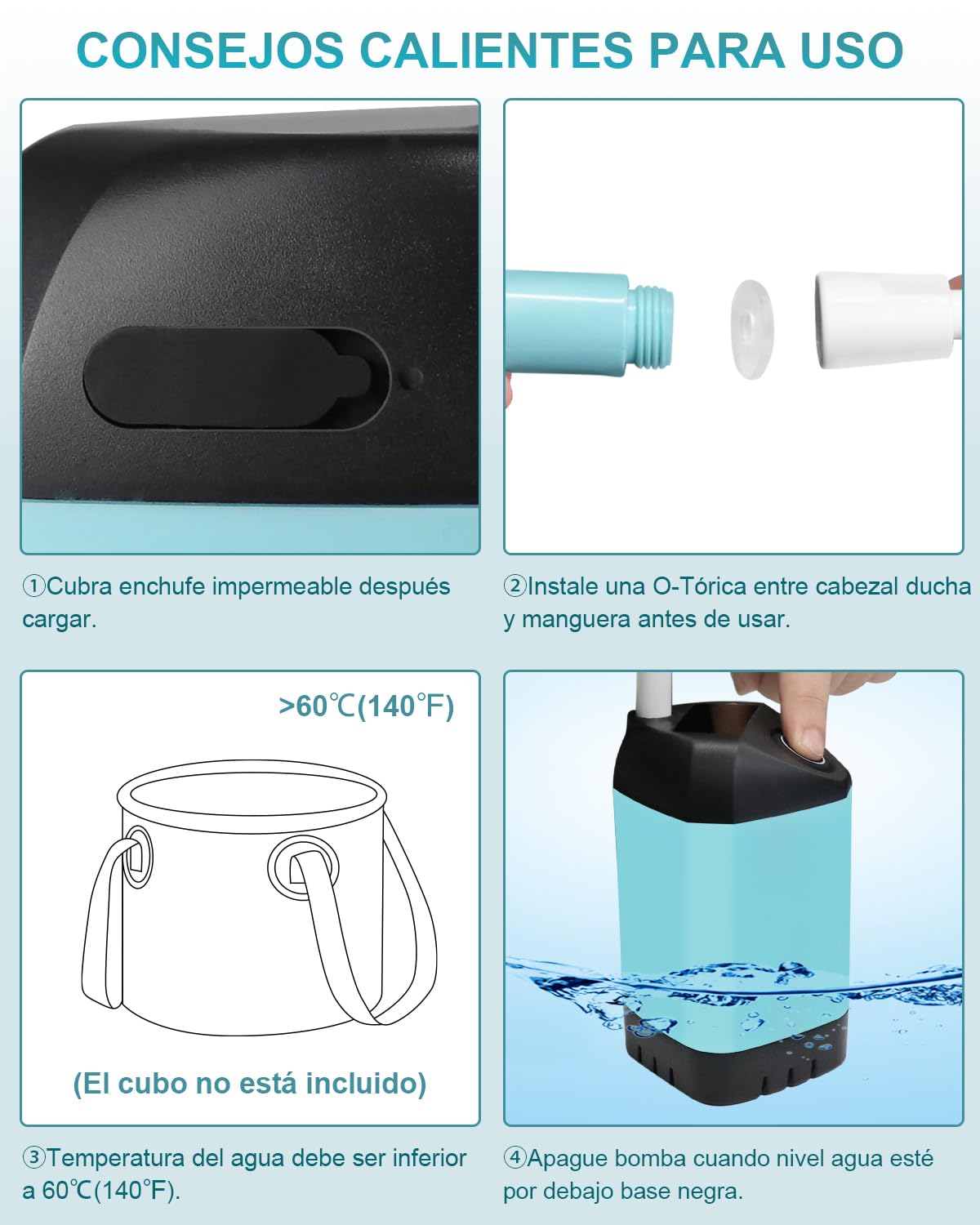 AUTOPkio Ducha Portatil Camping, Duchas Acampada Mejorada con Bomba IPX7 Impermeable & Batería 4500mAh Recargable para Senderismo, Lavado Autos, Baño Mascotas