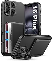 Vista 81 de ATATOO Funda tipo cartera para iPhone 16 con tarjetero (almacena 3-5 tarjetas) [bloqueo RFID] y funda deslizante para cámara, protección de grado