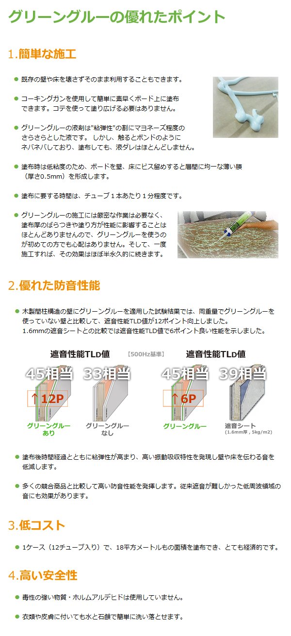 Amazon.co.jp: GREEN GLUE グリーングルー 828ml 12本セット 塗布 