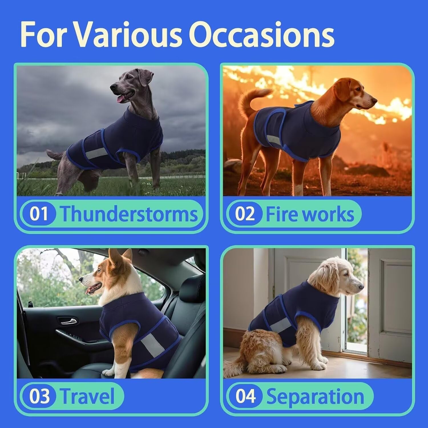 IECOii Cappotto per Cani Anti-Ansia con Striscia Riflettente, Giacca Leggera Avvolgente per Cani, Mantiene il Cane Calmo e Confortevole, Giacca Elasticizzata per Cani, Gilet Senza Maniche Riflettente