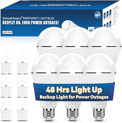 Miniatura 10 de KeepLit 8 unidades de bombillas de emergencia recargables, 48H de larga duración y 3 niveles de brillo para cortes de energía, bombillas de 5000K