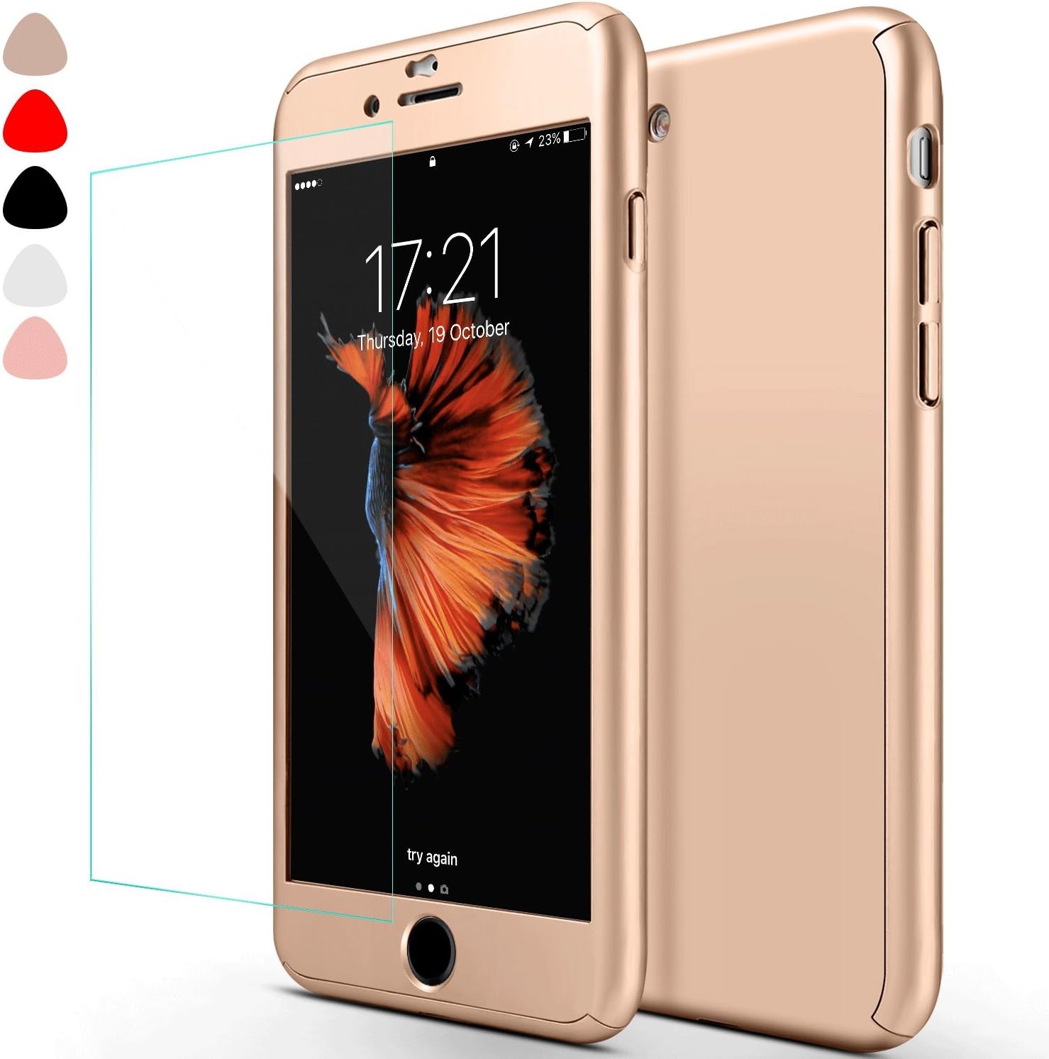 iPhone 7 Case,sxxissky Ultra-Thin Full Body Coverage Hard Hybrid Plastic with [Tempered Glass Screen Protector] Protective Case Cover & Skin for Apple iPhone 7 4.7''(Gold)