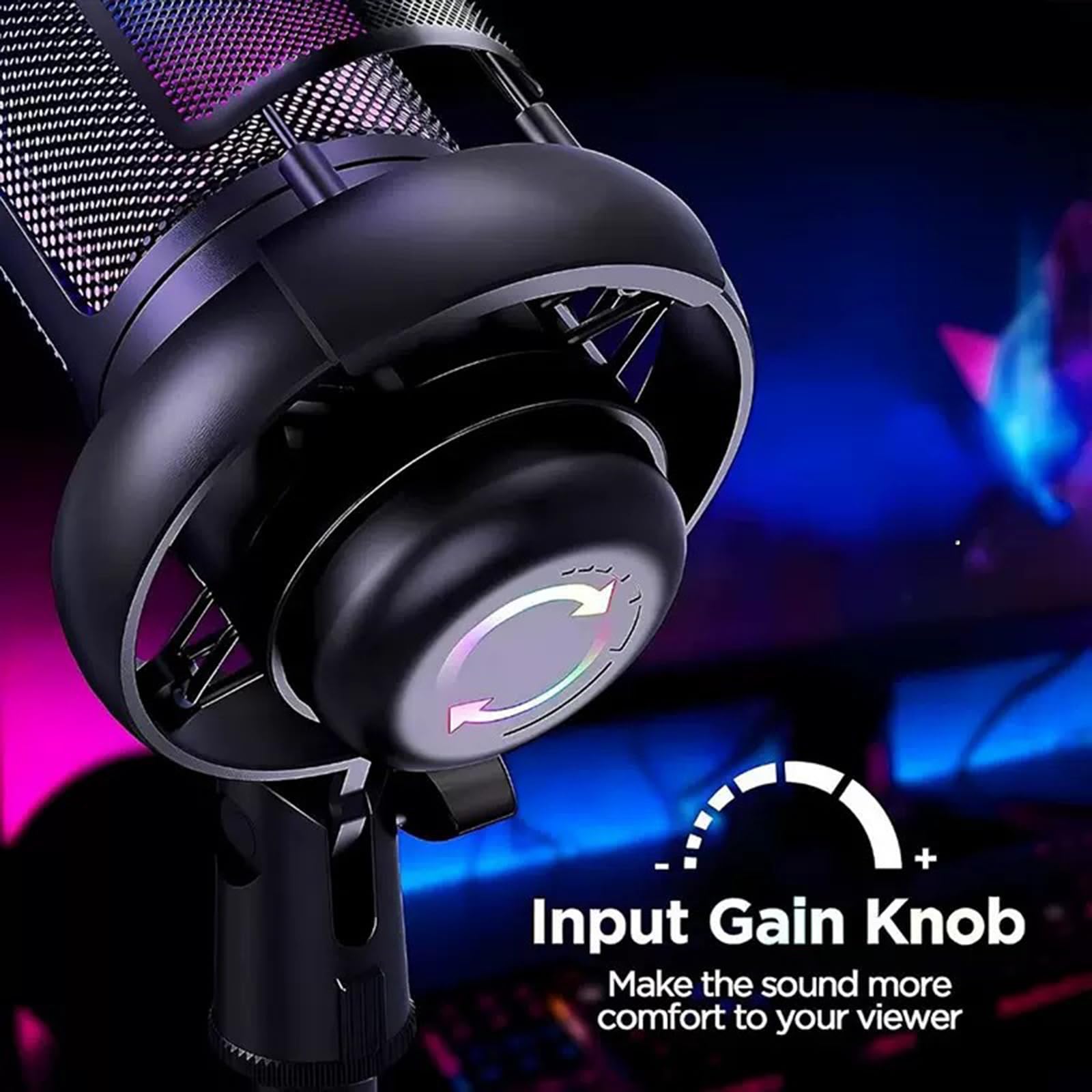 Microfono USB migliorato a LED per streamer di gioco, presentatori di podcast, con suono chiaro e facile installazione microfono USB con cancellazione del rumore