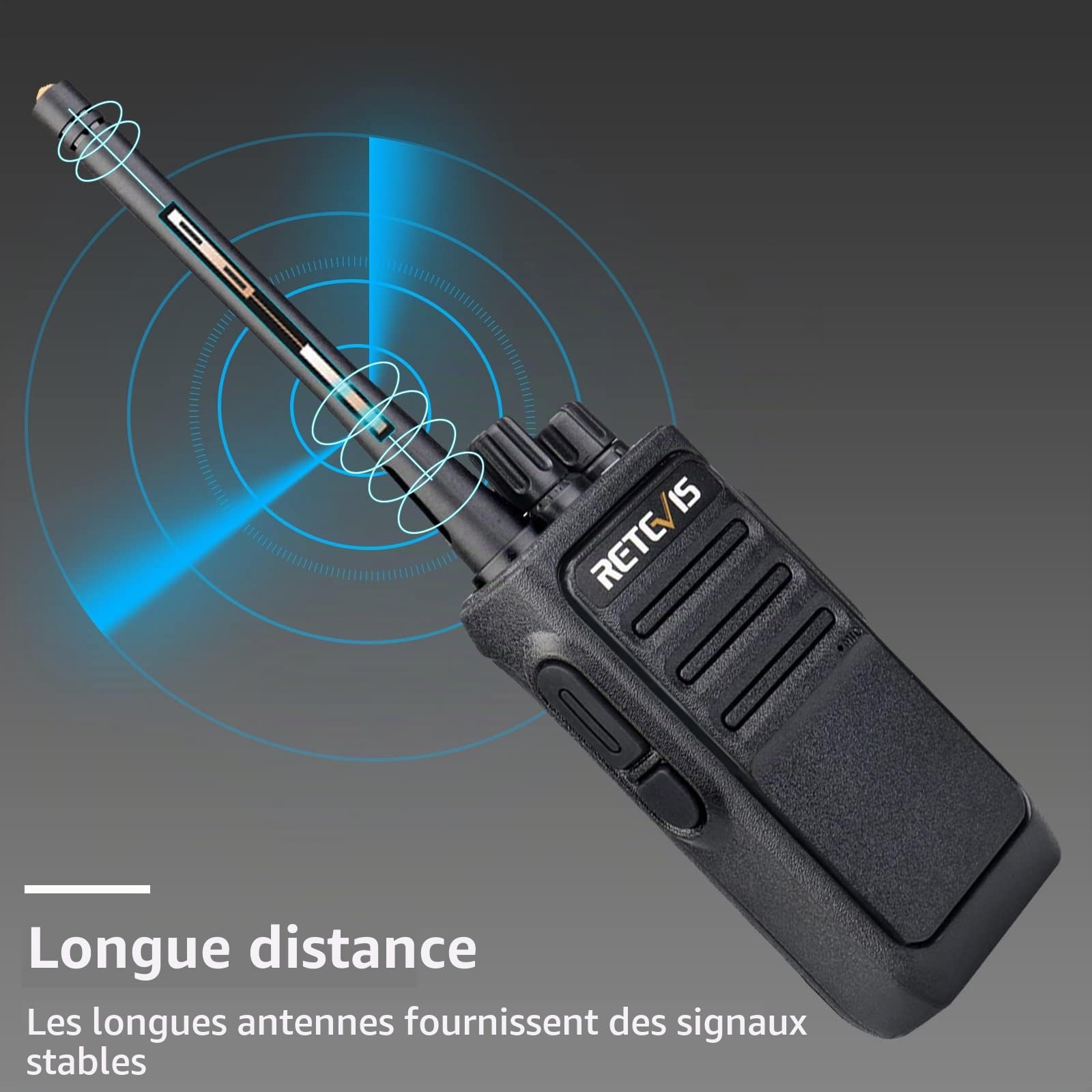 Retevis RT617 Talkie Walkie PMR446 sans Licence (5Pcs/10Pcs Option) - Longue Portée 3km, VOX, Squelch, Batterie 1200mAh Rechargeable, Compatible CE pour Ecole, Sécurité, Logistique (Noir)