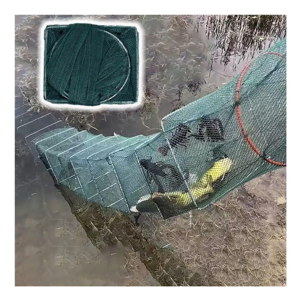 Trampa de Cebo Plegable for camarones y cangrejos de 7,9 a 52,5 pies de Largo, Red de Pesca en Agua Salada, Captura automáticamente más Peces fácilmente