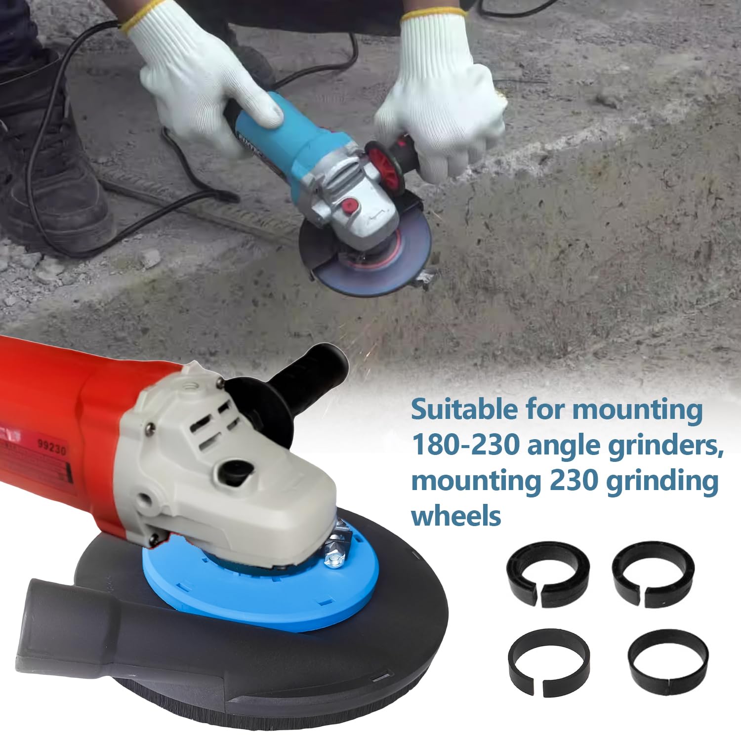Proteccion Amoladora de 230 mm, Robusta y Fácil de Usar, Protector Amoladora, Amplia Gama de Aplicaciones, Campana de Aspiración para Amoladora Angular, para Amoladora Angular (azul)