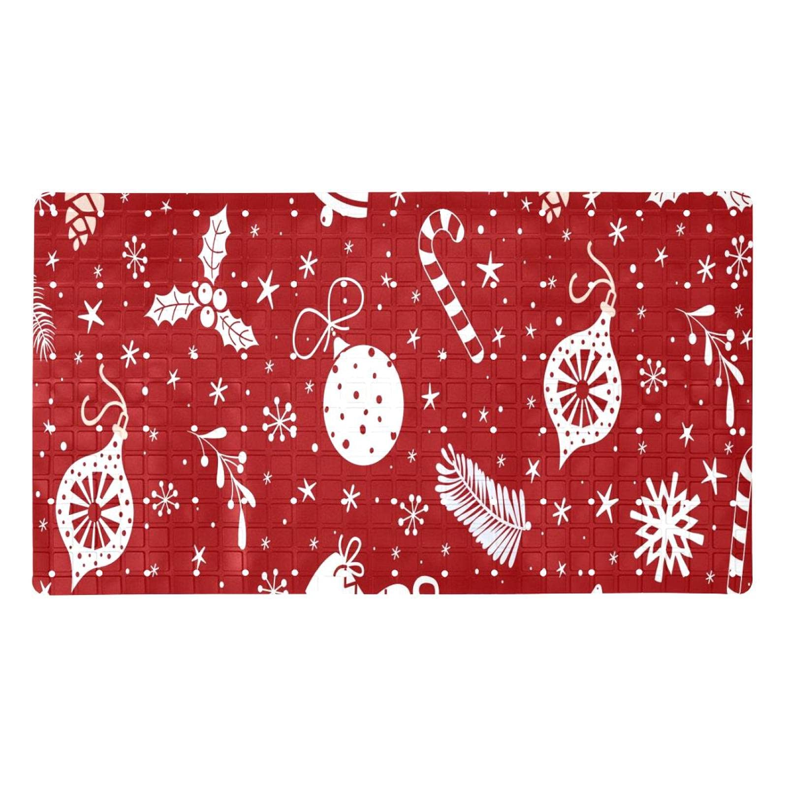 Alfombrilla de baño de Navidad roja 71x40 cm con ventosas para bañera