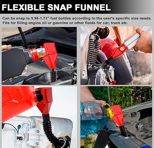 Miniatura 7 de Juego de 9 llaves de filtro de aceite, alicates de filtro de aceite de 9 y 12 pulgadas con embudo a presión de aceite para cambio de aceite