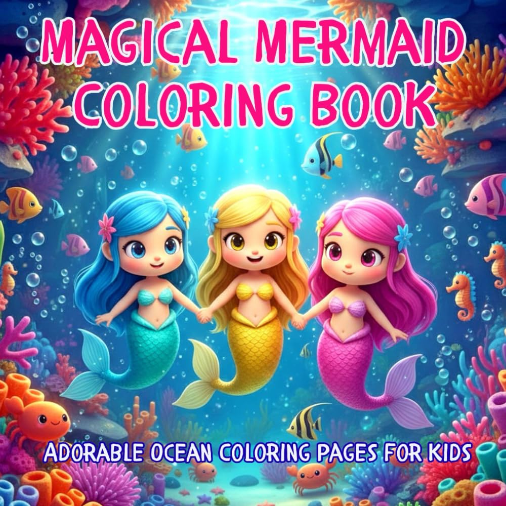 Magical Mermaid Coloring Book: Adorable Ocean Coloring Pages for Kids