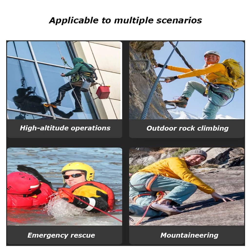 Corda da Arrampicata Fune di Sicurezza per su Roccia per All'Aperto con 2 Moschettone per Alpinismo Campeggio Sportivo All'aperto