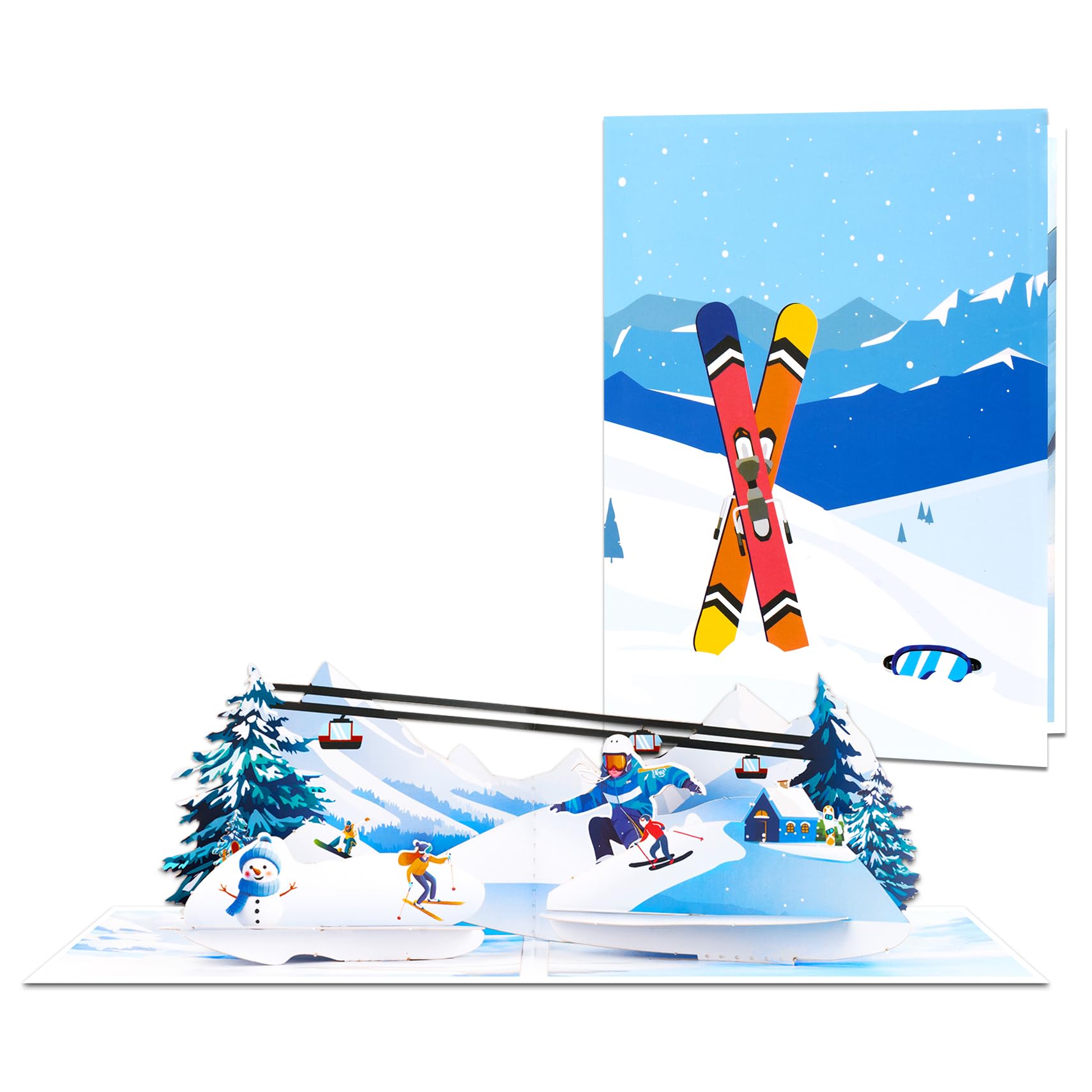 GREETING ART Skiing Pop Up Card, Winter Sports Greeting Card, Mountain Ski Adventure, Birthday Card, Retirement Card, Anniversary Card for Dad, Husband, Son, Sport Lovers โ image 1