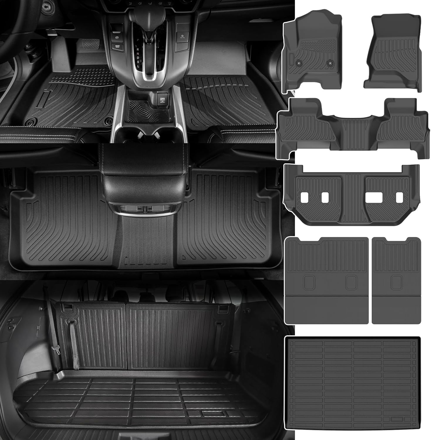 for Chevy Suburban & GMC Yukon XL Floor Mats 2015-2020(with 2nd Row Bench Seat) 8 Seats,Car Mats for Chevrolet Suburban/GMC Yukon XL All Weather Anti-Slip Mats Cargo Liner Accessories For Suburban &Yukon XL 2015-2020 Set