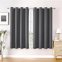 Vista 154 de ChrisDowa - Cortinas blackout con ojales para habitación y sala, juego de 2 paneles de cortinas con aislamiento térmico, gris oscuro, 42 x 63